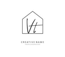 V T VT Initial letter handwriting and  signature logo. A concept handwriting initial logo with template element. vector