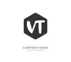 V T VT Initial letter handwriting and  signature logo. A concept handwriting initial logo with template element. vector