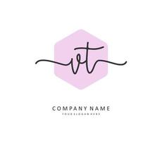 V T VT Initial letter handwriting and  signature logo. A concept handwriting initial logo with template element. vector