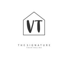 V T VT Initial letter handwriting and  signature logo. A concept handwriting initial logo with template element. vector