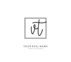 V T VT Initial letter handwriting and  signature logo. A concept handwriting initial logo with template element. vector