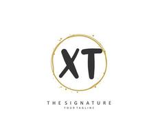 X T XT Initial letter handwriting and  signature logo. A concept handwriting initial logo with template element. vector