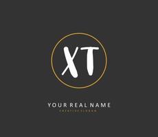 X T XT Initial letter handwriting and  signature logo. A concept handwriting initial logo with template element. vector