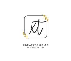 X T XT Initial letter handwriting and  signature logo. A concept handwriting initial logo with template element. vector