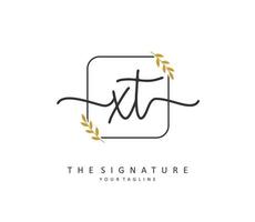 X T XT Initial letter handwriting and  signature logo. A concept handwriting initial logo with template element. vector