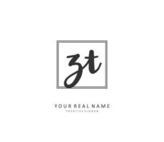 Z T ZT Initial letter handwriting and  signature logo. A concept handwriting initial logo with template element. vector