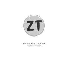 z t zt inicial letra escritura y firma logo. un concepto escritura inicial logo con modelo elemento. vector