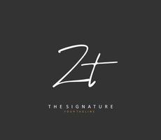 Z T ZT Initial letter handwriting and  signature logo. A concept handwriting initial logo with template element. vector