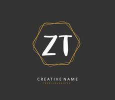 z t zt inicial letra escritura y firma logo. un concepto escritura inicial logo con modelo elemento. vector