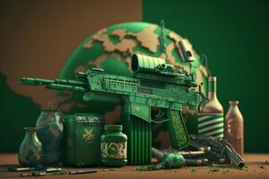 Anti terrorism day, Stop the war background with gun. Created photo