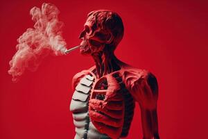 World no tobacco day background, No smoking concept with skeleton smoking. photo