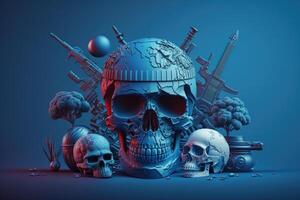 anti terrorismo día, detener el guerra antecedentes con terrorista cráneo. creado generativo ai foto