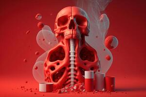 No tobacco day, Stop smoking background with skeleton. Created photo