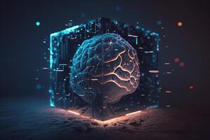 Artificial intelligence AI Machine learning or Research of robot and cyborg development. photo