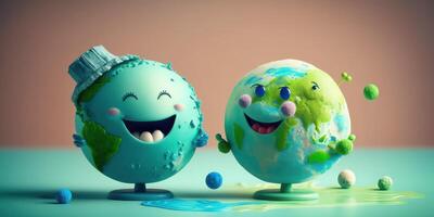 Joyful Earth character laughting background, Happy Earth day, World laughter day. photo
