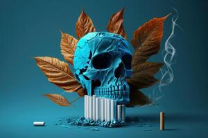 World no tobacco day background, No smoking concept with skull and cigarette. photo