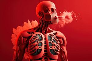 World no tobacco day background, No smoking concept with skeleton smoking. photo