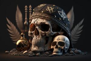 Anti terrorism day, Stop the war background with terrorist skull. Created photo