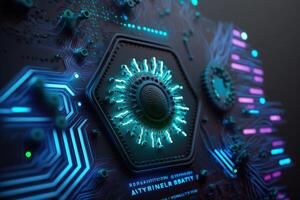 Computer Virus Background. Malware, Ransomware, Spam, Phishing, Hacked or Attact Computer Concept. photo
