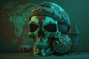 anti terrorismo día, detener el guerra antecedentes con terrorista cráneo. creado generativo ai foto
