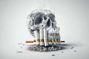 World no tobacco day background, No smoking concept with skull and cigarette. photo