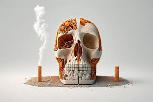 World no tobacco day background, No smoking concept with skull and cigarette. photo