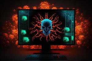 Computer Virus Background. Malware, Ransomware, Spam, Phishing, Hacked or Attact Computer Concept. photo