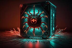 Computer Virus Background. Malware, Ransomware, Spam, Phishing, Hacked or Attact Computer Concept. photo