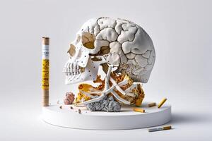 World no tobacco day background, No smoking concept with skull and cigarette. photo