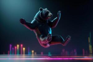 Bear dancing and celebrating background, Bearish in Stock market and Crypto currency. Created photo