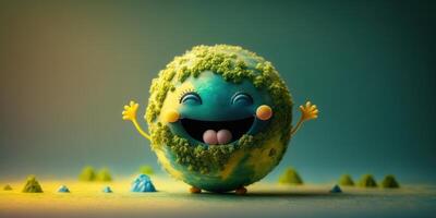 Joyful Earth character laughting background, Happy Earth day, World laughter day. photo