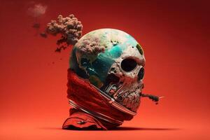 World no tobacco day background, No smoking concept with skeleton smoking. photo