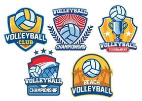 volleyball badge design set vector