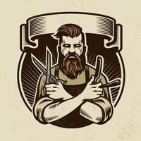 retro design barberman with scissors vector