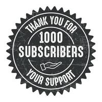 gracias usted para tu apoyo 1000 suscriptores etiqueta, insignia, sello, estampilla, vector ilustración