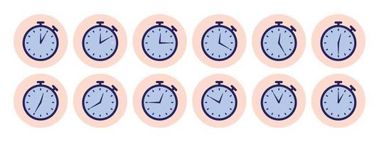 Timer Clock Icons Set From 5 Minutes To 60 Minutes, Countdown Timer Icons Vecotr For Presentation And Website, Timekeeper, Stopwatch Set Icons For Measurements and Training vector
