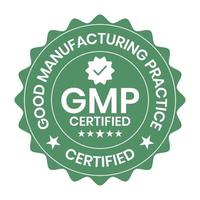 GMP Certified or Good Manufacturing Practice Certified Badge, Stamp, Icon, Seal, Label, Tag, Emblem For CBD Label Oil and Packaging Design Vector Illustration