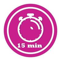 15 Minutes Timer Clock Vector Icon, Timekeeper Icon, Flat Clock Icon Button With Realistic Shadow, And Modern UI UX Website Navigator, Stopwatch Clock Symbol Vector Illustration