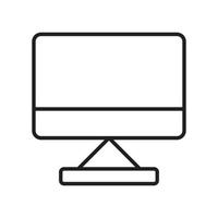 Desktop Monitor Icon, Desktop Computer Icon, PC or Personal Computer Icon Vector Black and White