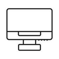 Desktop Monitor Icon, Desktop Computer Icon, PC or Personal Computer Icon Vector Black and White