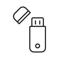 USB Drive Outline Icon Vector, USB Pendrive Icon, Flash Drive Icon for Storage Data, Electronic Device, Pendrive with Cap vector