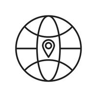 WWW Icon Vector Outline, Web Icon Stroke With Location Pin Icon Isolated on White Background