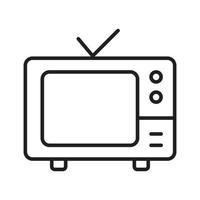 Television Icon Vector Outline Isolated, TV Set Symbol or Sign Line Black and White, Old Style Television Set