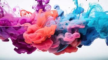 Abstract soft colorful ink splash in water background. photo