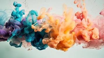 Abstract soft colorful ink splash in water background. photo