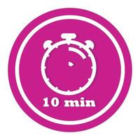 10 minutos Temporizador reloj vector icono, 10 Munitos cronógrafo icono, plano reloj icono botón con realista sombra, y moderno ui ux sitio web navegador, cronógrafo reloj símbolo vector ilustración