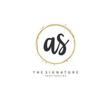 A S AS Initial letter handwriting and  signature logo. A concept handwriting initial logo with template element. vector