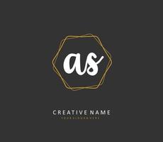 A S AS Initial letter handwriting and  signature logo. A concept handwriting initial logo with template element. vector