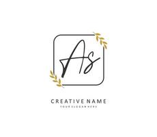 A S AS Initial letter handwriting and  signature logo. A concept handwriting initial logo with template element. vector