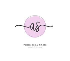 A S AS Initial letter handwriting and  signature logo. A concept handwriting initial logo with template element. vector